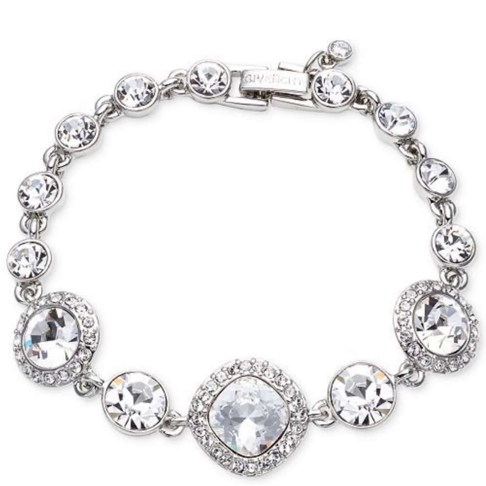 Givenchy RARE Vintage Swarovski Crystal Pave
Silver Bracelet NWOT never worn